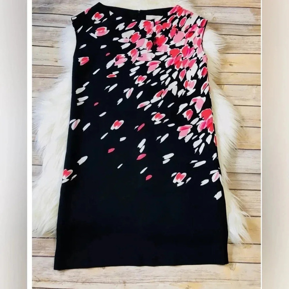 Ann Taylor LOFT Size XS Black Pink Falling Petals Print Crepe Dress - Picture 2 of 4